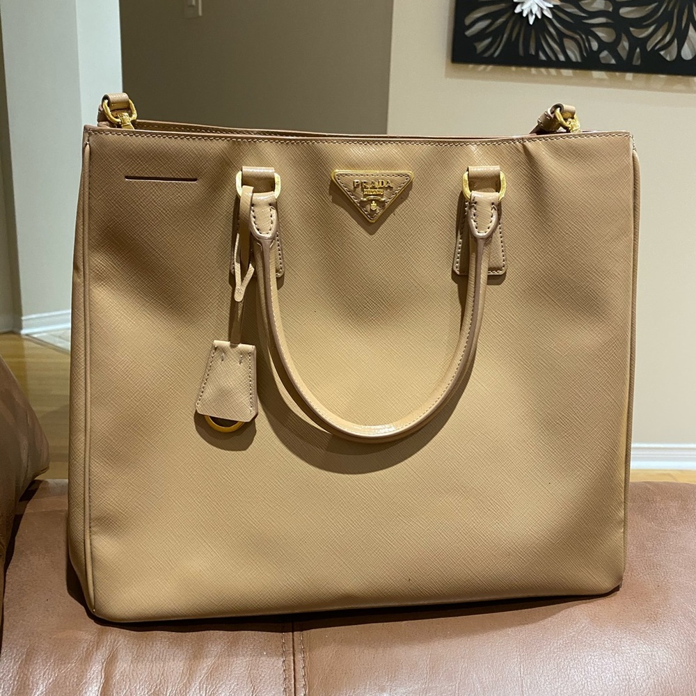 Prada Lux Saffiano Tote Beige